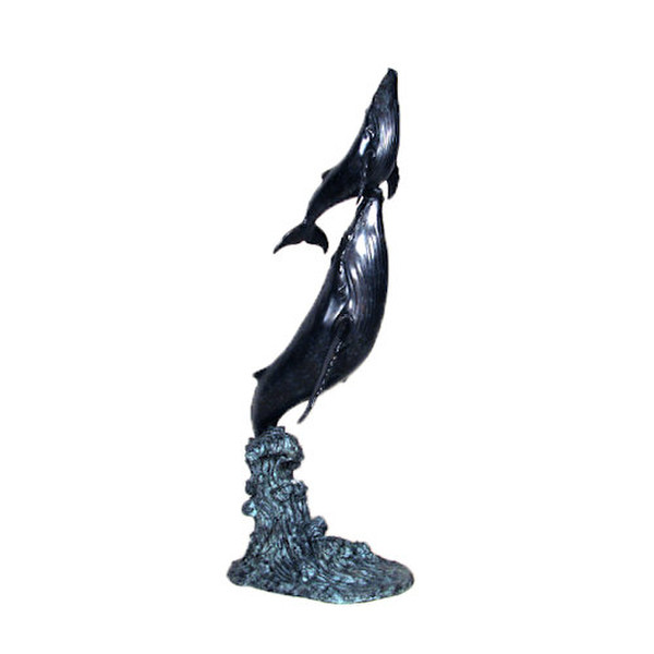 Whale and Calf Bronze Water Feature Statue Fountain Spouting Sculptures